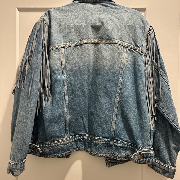 We The Free -Free People Blue Fringe Jean Jacket - Picture 7 of 8